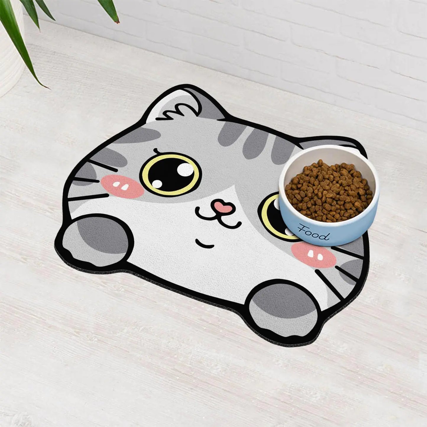 Pet Feeding Mat Cat Food Mats for Indoor Cats Absorbent Cat Feeding Bowl Mat No Stains Easy Clean Cat Food Mat Quick Dry Mat for Cat Food and Water Dispenser Mat Pet Supplies (Grey 19"x15")