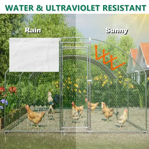 Spacious Metal Chicken Coop with UV Protection Cover
