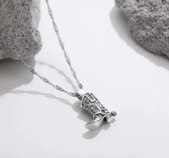 Vintage Western Boot Charm Necklace