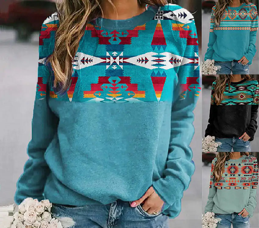Vintage Geo-Print Ladies' Sweatshirt