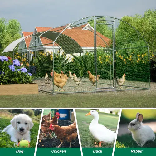 Spacious Metal Chicken Coop with UV Protection Cover