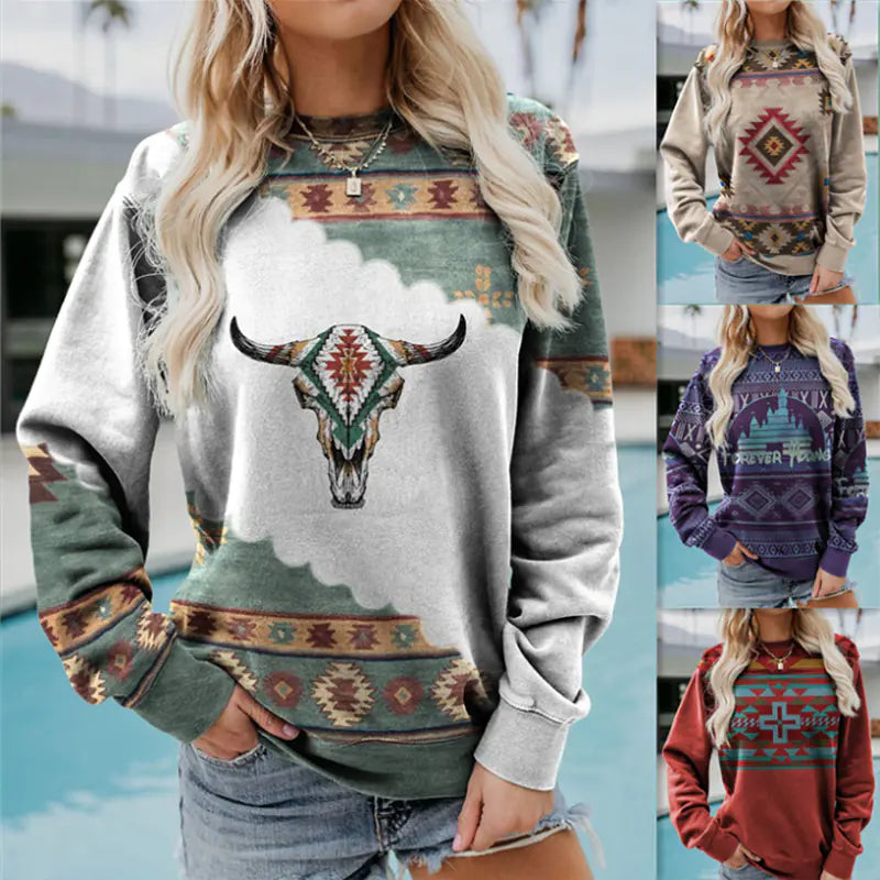 Retro Western Women's Hoodie - Chic Pullover