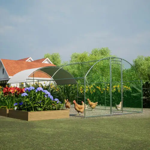 Spacious Metal Chicken Coop with UV Protection Cover