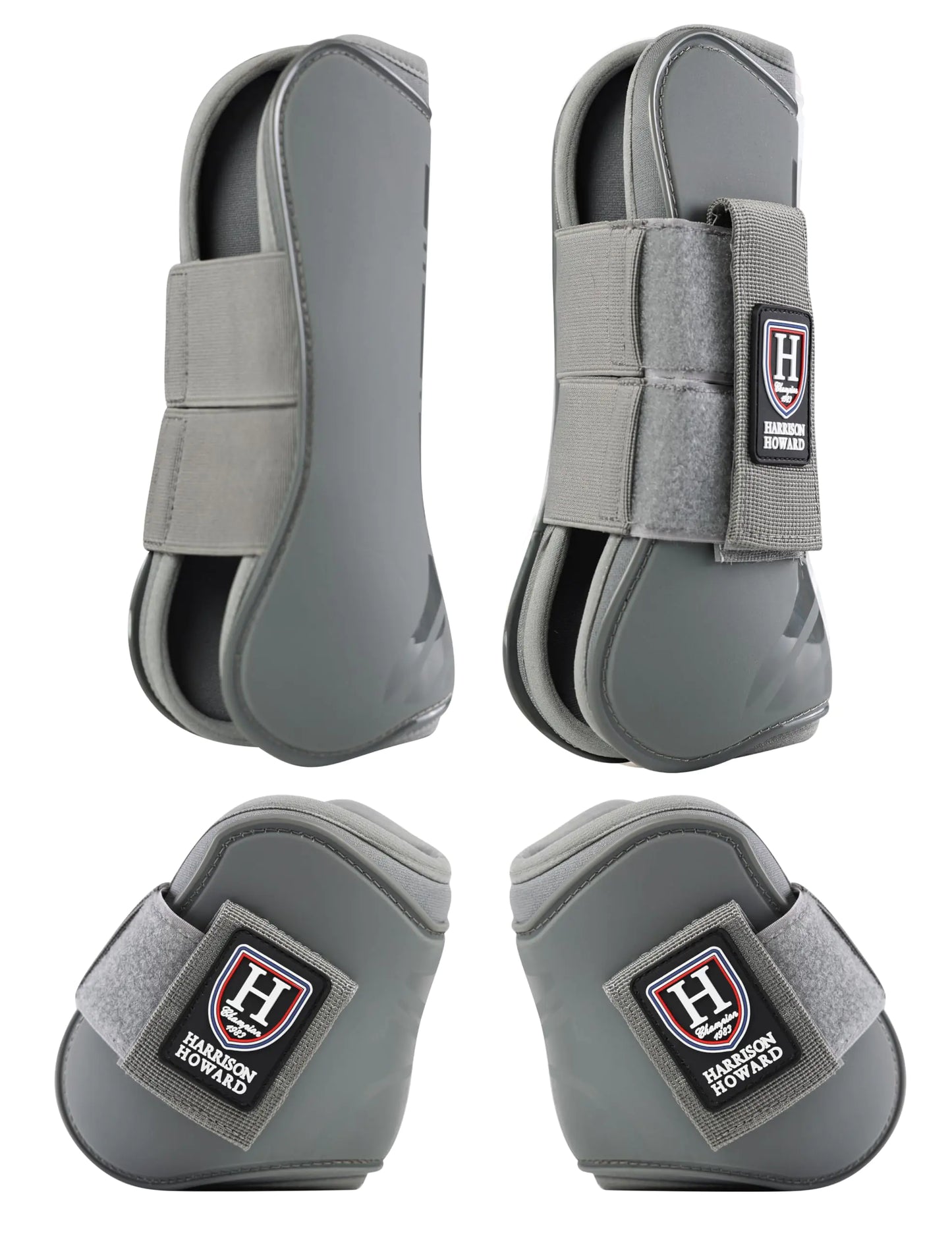 Harrison Howard Horse Tendon Boots Open Front/Fetlock Boot for Horse Protective Boots for Jumping Trail Riding Set of 4 Grey L
