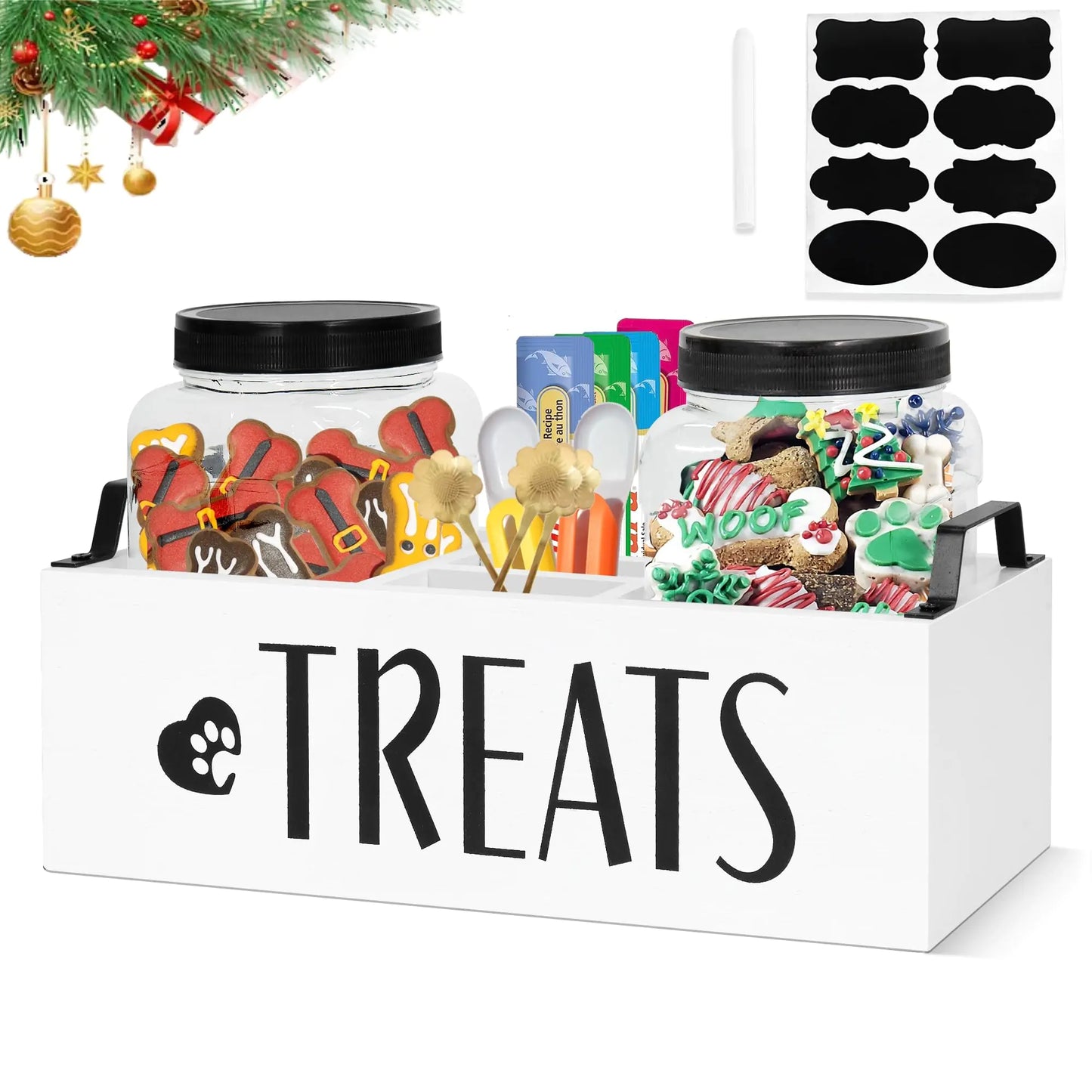 Ziprofly Modern Pet Treat Storage Set with Wood Box