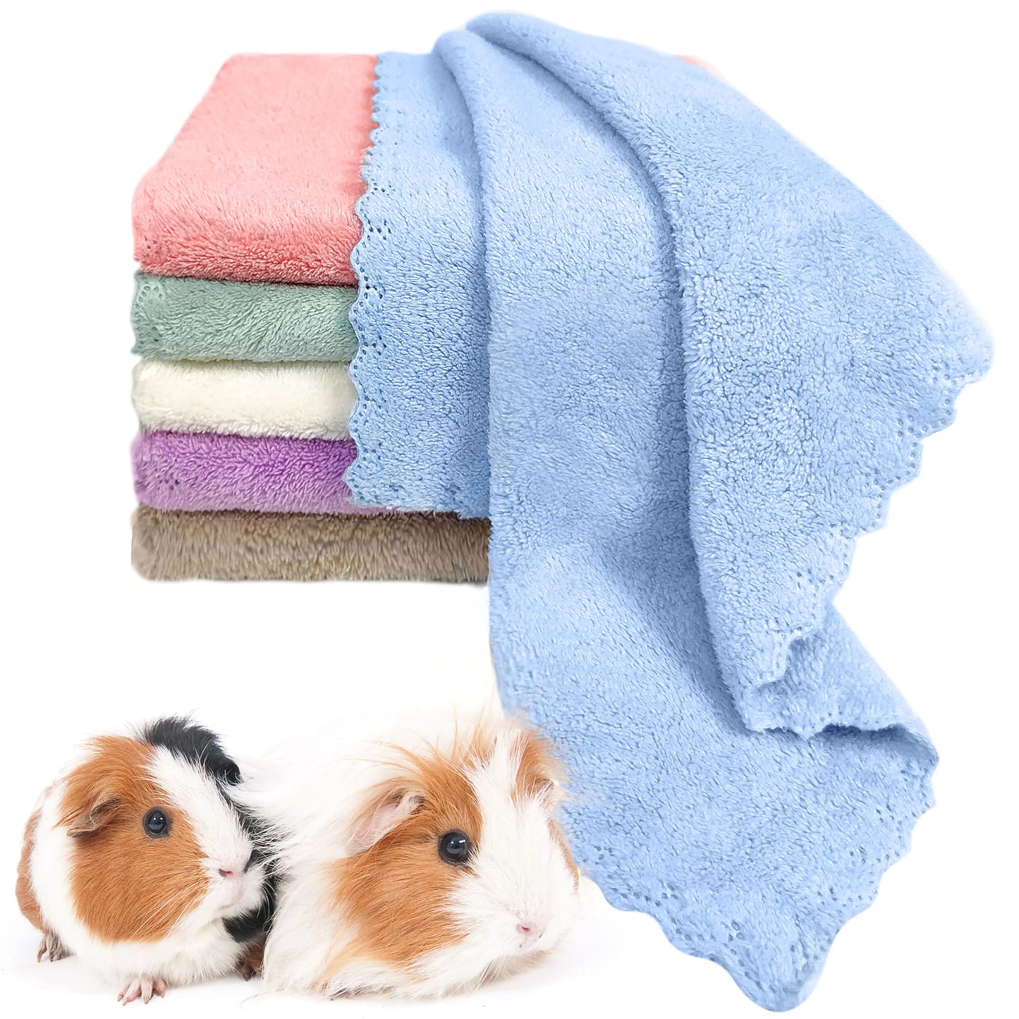 Tierecare 6 Pcs Guinea Pig Blankets Small Animal Fleece Bedding Washable Cage Liner Ultra Soft Hedgehog Pad Sleep Mat Ferret Beds Cage Accessories for Rat