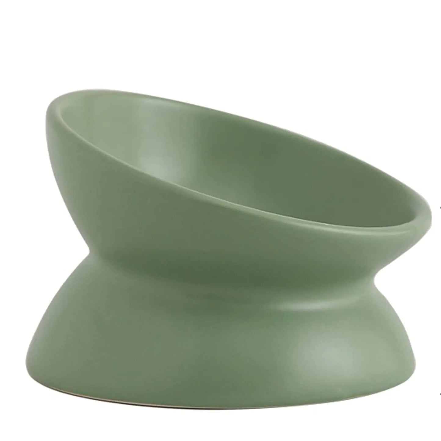 Cat Food Bowls Elevated Tilted Ceramic Cat Food Bowls Elevated Cat Food Bowl Whisker Friendly Anti Vomit & Reduce Neck Burden Raised Cat Bowl for Food and Water (Green)