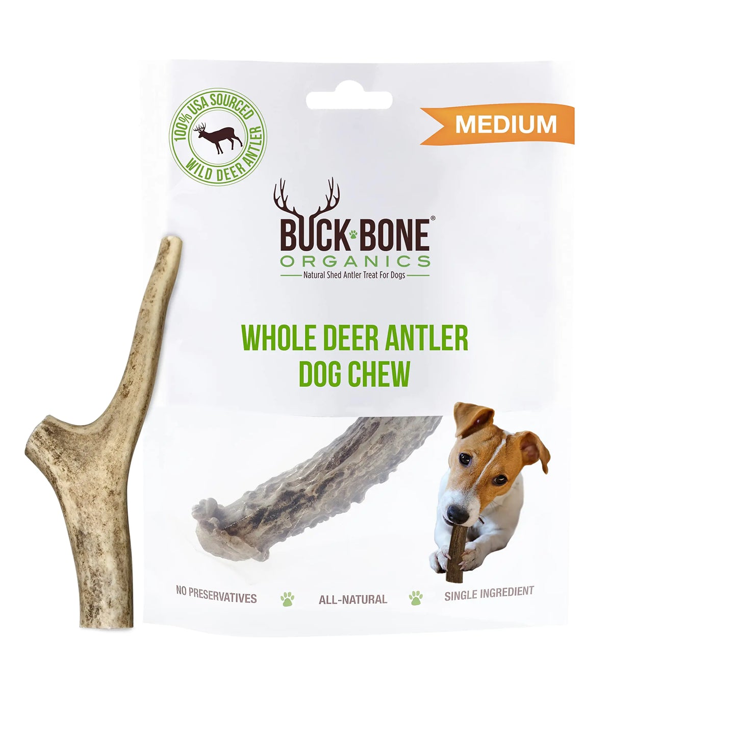 Buck Bone Organics Premium Deer Antler Chews - Medium