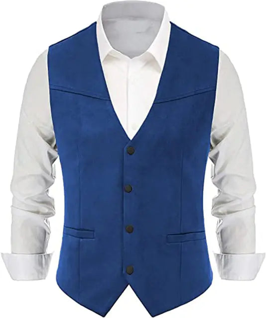Classic Western Denim Groom Vest