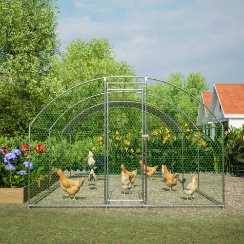Spacious Metal Chicken Coop with UV Protection Cover