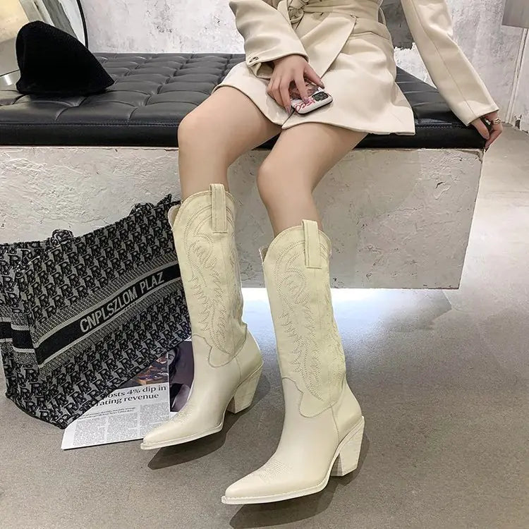 Chic Western Embroidered Boots