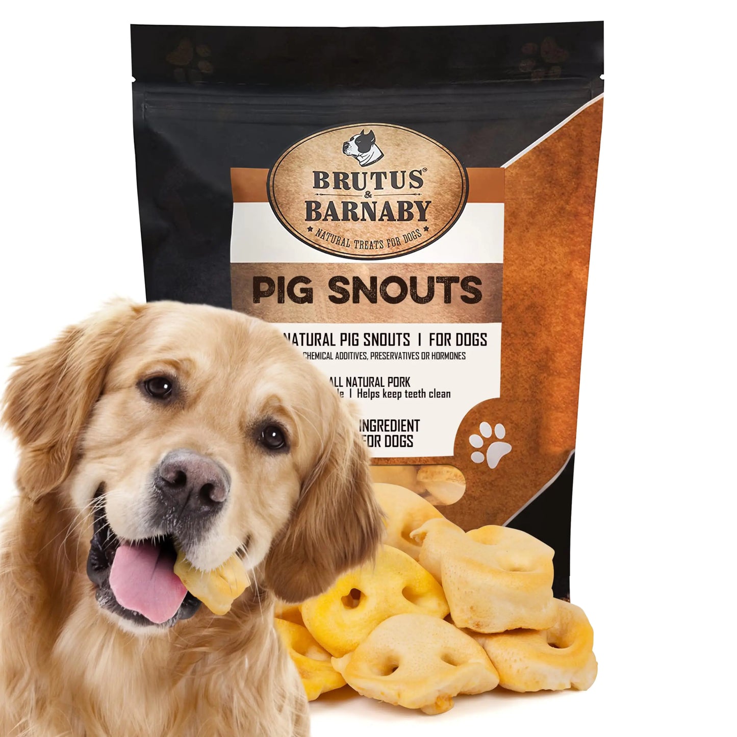BRUTUS & BARNABY Natural Pig Snout Chews - Healthy & Digestible