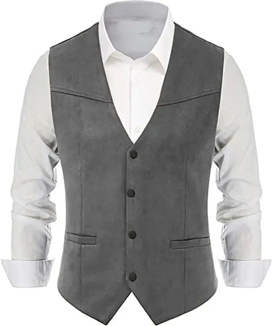 Classic Western Denim Groom Vest