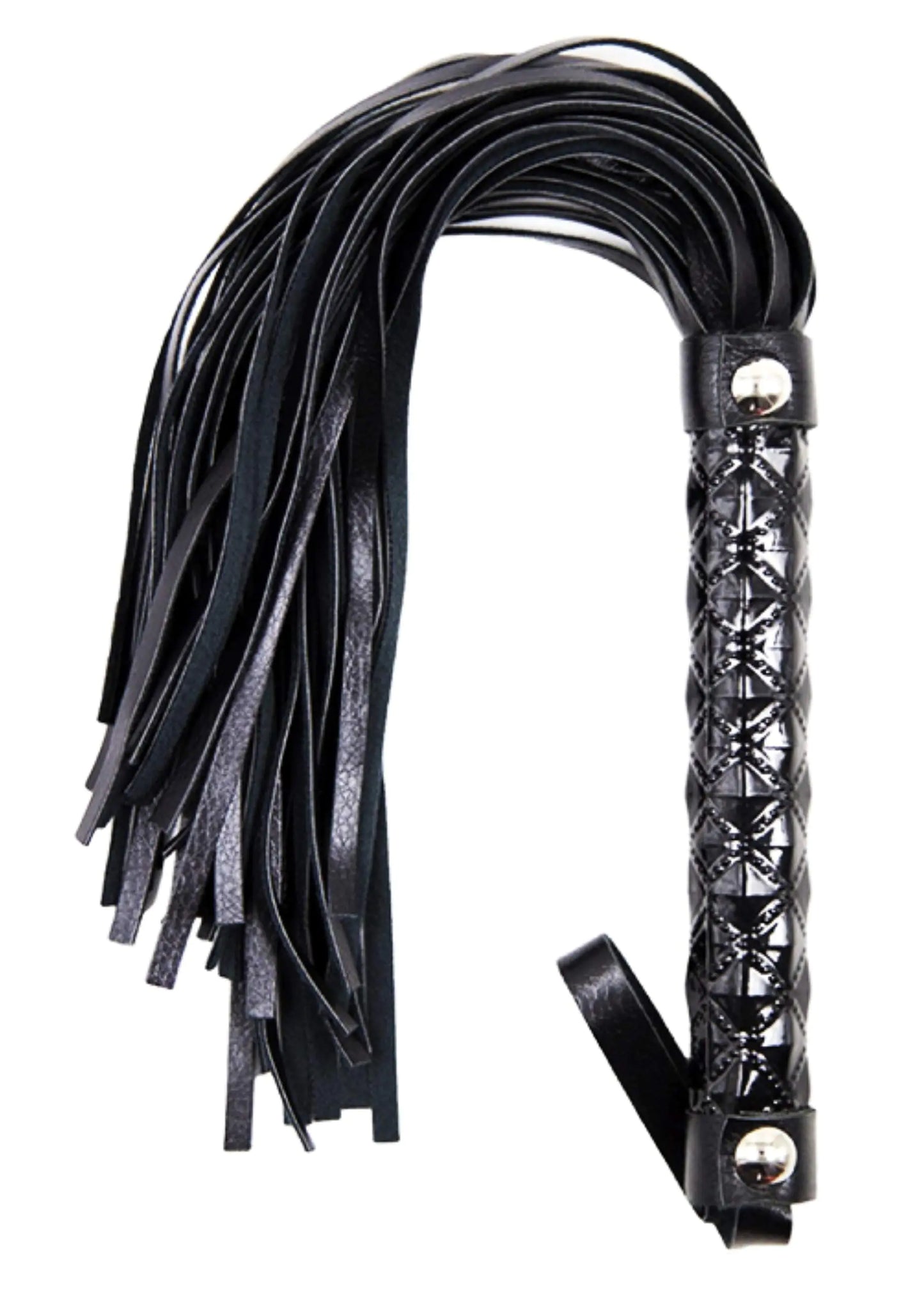 Black Faux Leather Riding Whip 15.5"