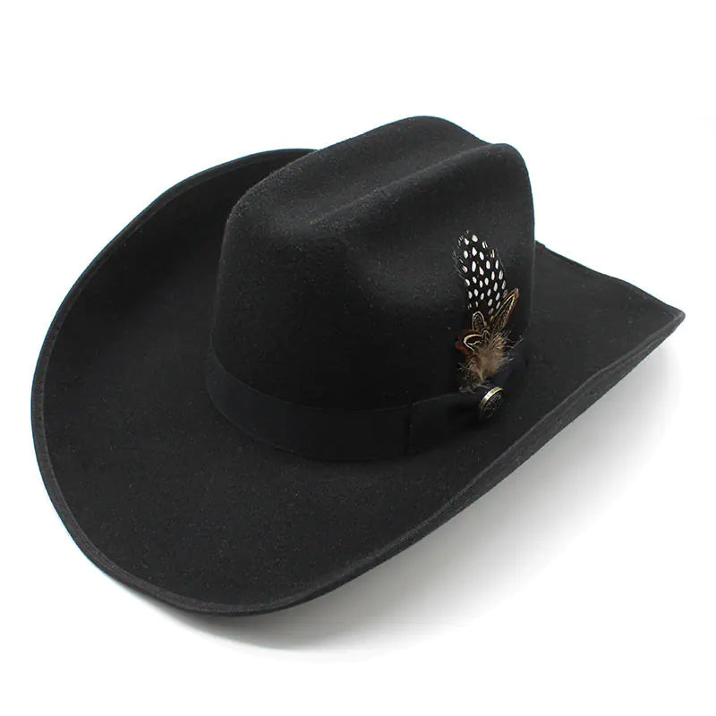 Unisex Woolen Western Hat - Chic Cowboy Style