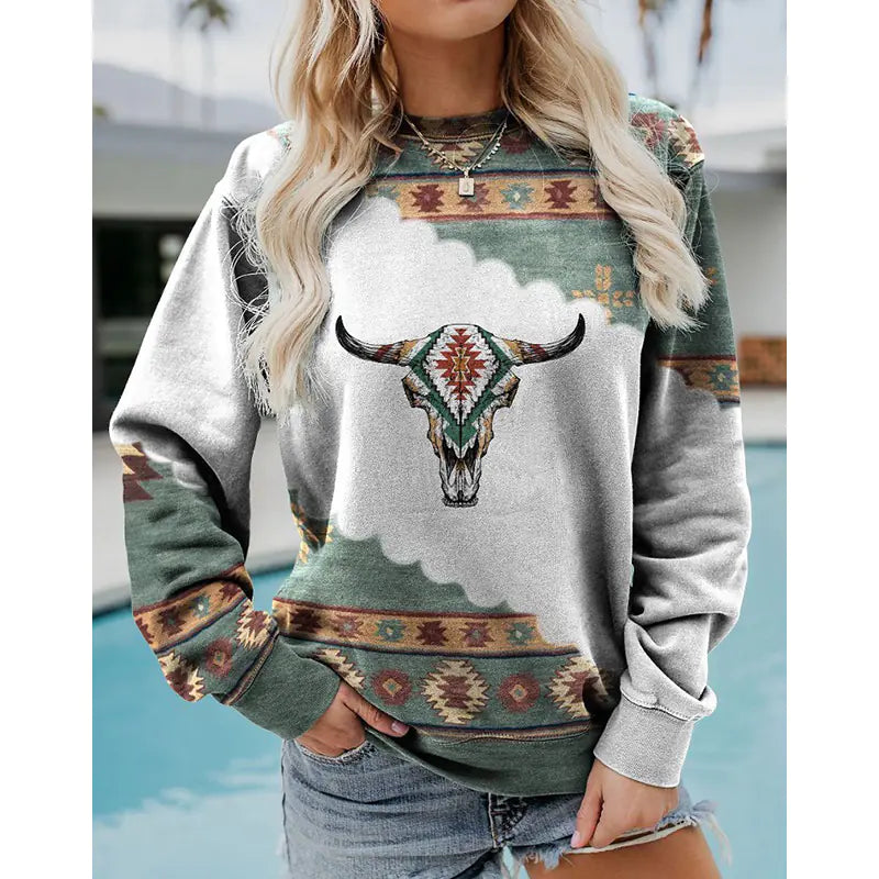 Retro Western Women's Hoodie - Chic Pullover
