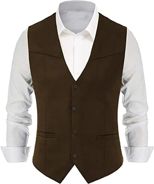 Classic Western Denim Groom Vest