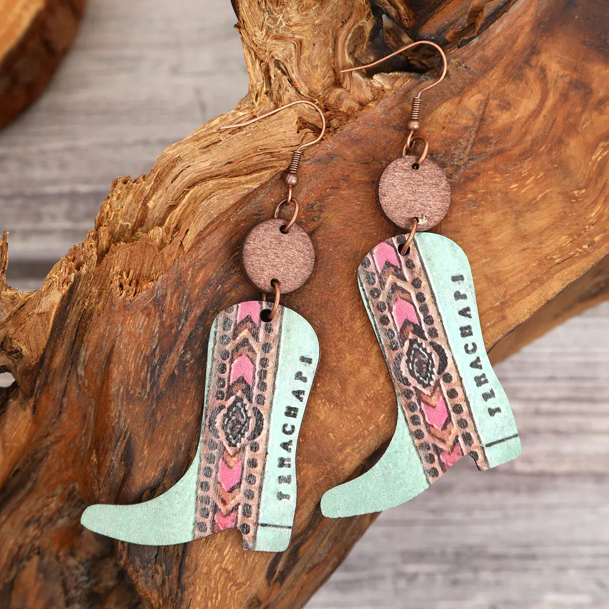Vintage Floral Wood Earrings