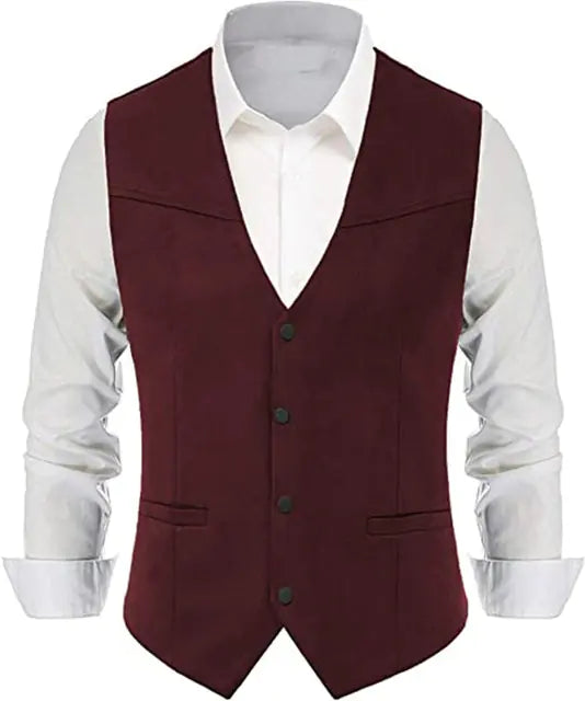 Classic Western Denim Groom Vest