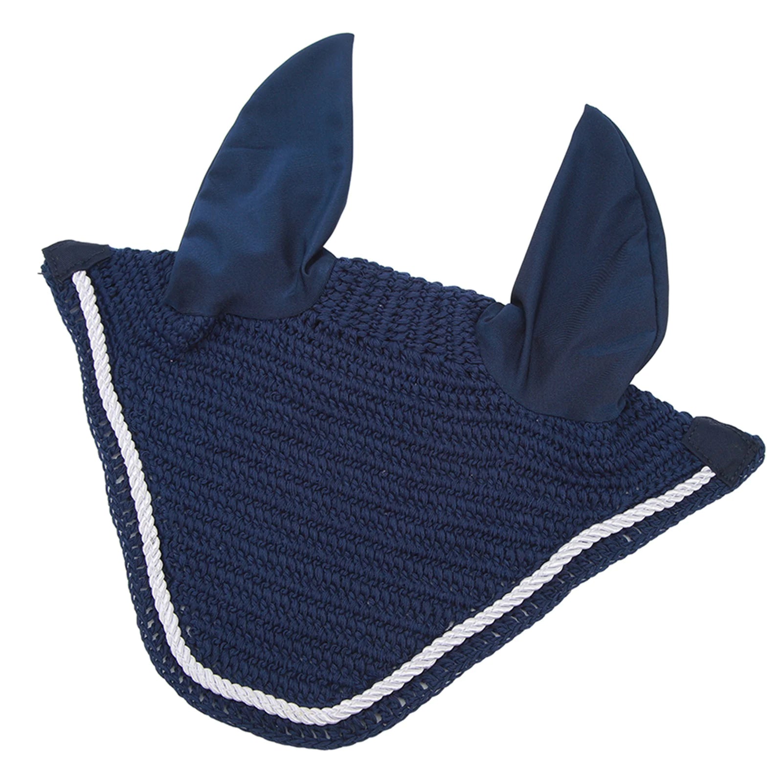 Navy Blue Hand-Crocheted Horse Ear Net