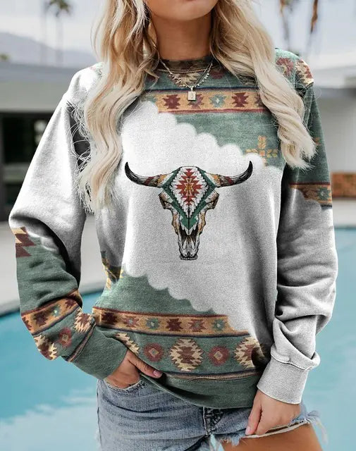 Retro Western Women's Hoodie - Chic Pullover