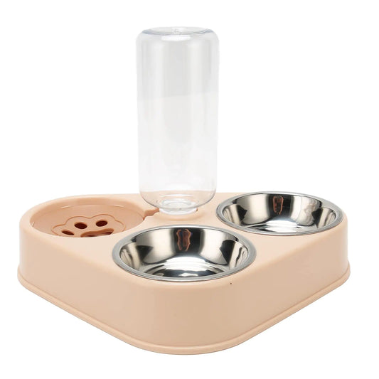 Pet Waterer Bottle Food Bowl Set with Automatic Water Dispenser Bottle