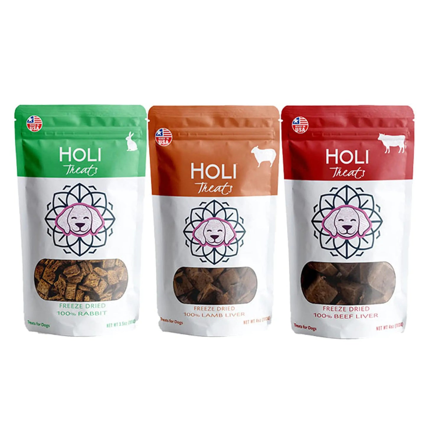 HOLI Pure Protein Dog Treats Variety Pack - 3 Flavors Freeze Dried