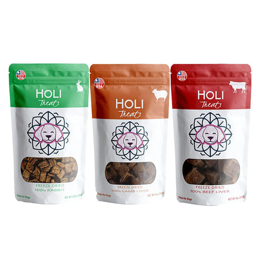 HOLI Pure Protein Dog Treats Variety Pack - 3 Flavors Freeze Dried