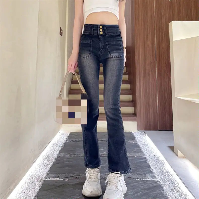 Chic Western Patchwork Bootleg Jeans