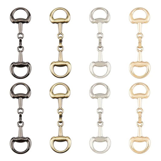SUPERFINDINGS 8Pcs 4 Colors Alloy D Ring Snaffle Bit Buckles Horse Bit Buckle Double Bit Buckle for DIY Snaffle Bit Horse Jewelry Loafer Shoes Decoration 2.83x0.82x0.6inch