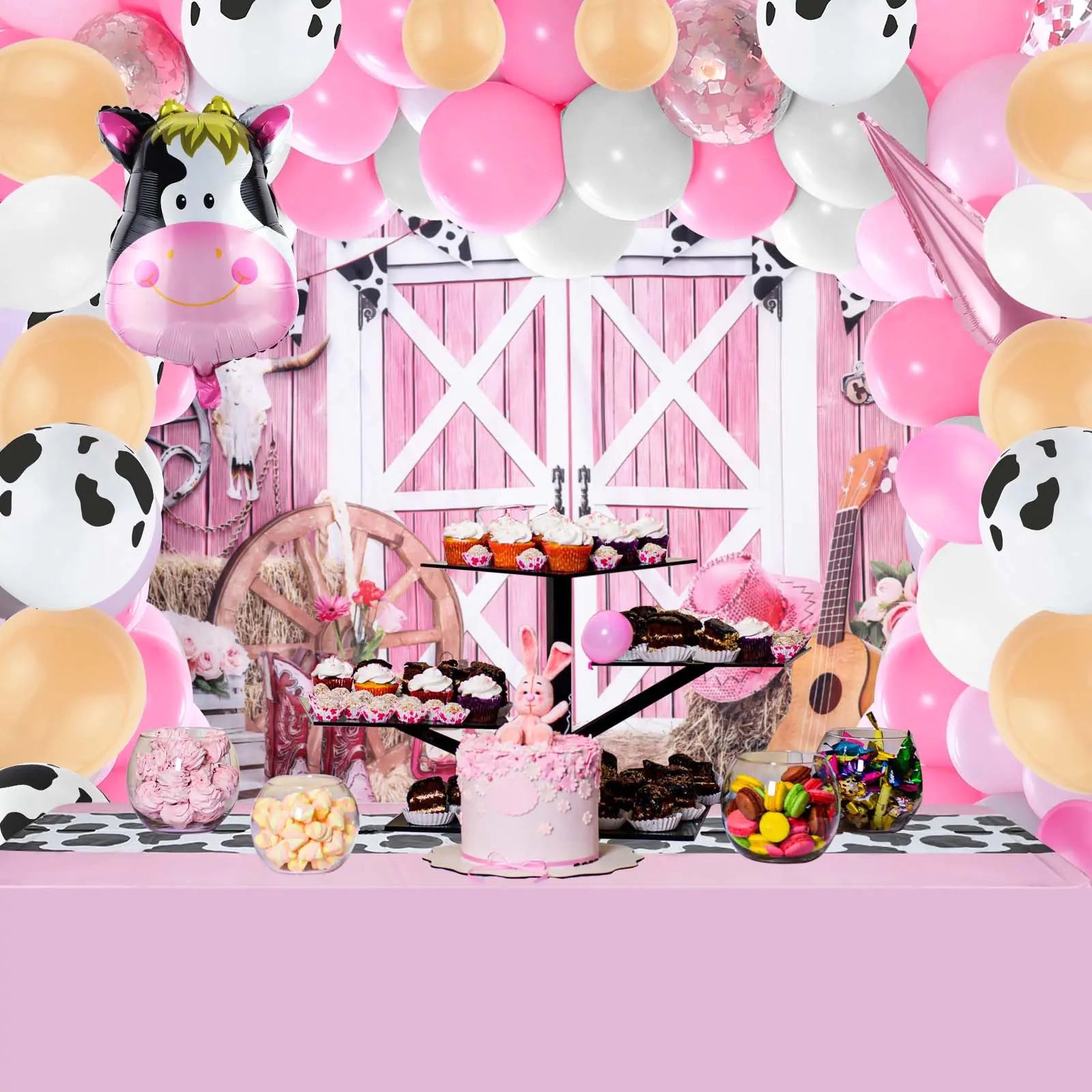 Pink Cowgirl 114-Piece Party Set with Balloons and Decor