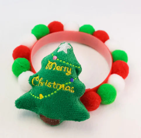 Holiday Pup Bowtie with Festive Pom