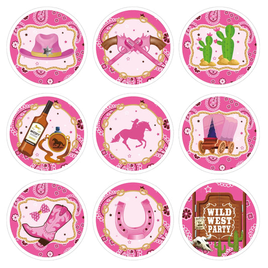 Western Cowgirl 180pcs Round Seal Stickers
