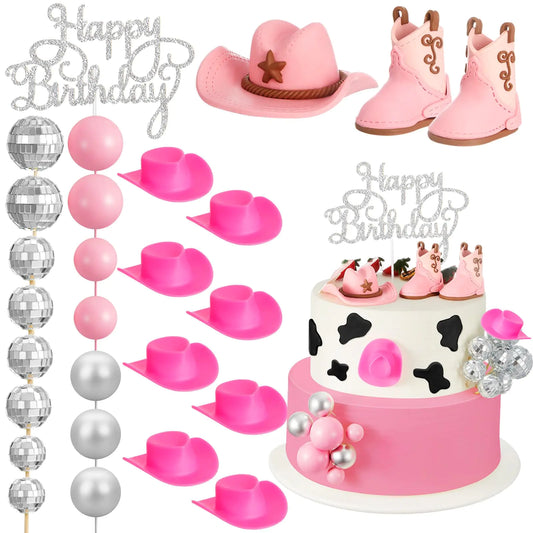 Pink Cowgirl 26pc Cake Topper Set for Western Parties