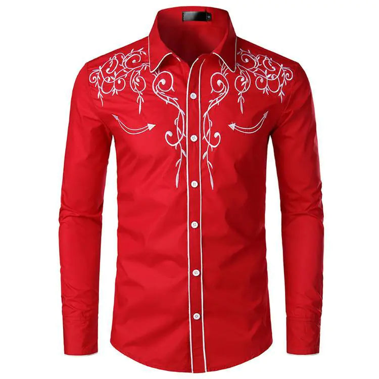 Men's Western Embroidered Casual Shirt