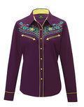 WILDFIRE WEST Womens Embroidered Cowboy Shirt Purple