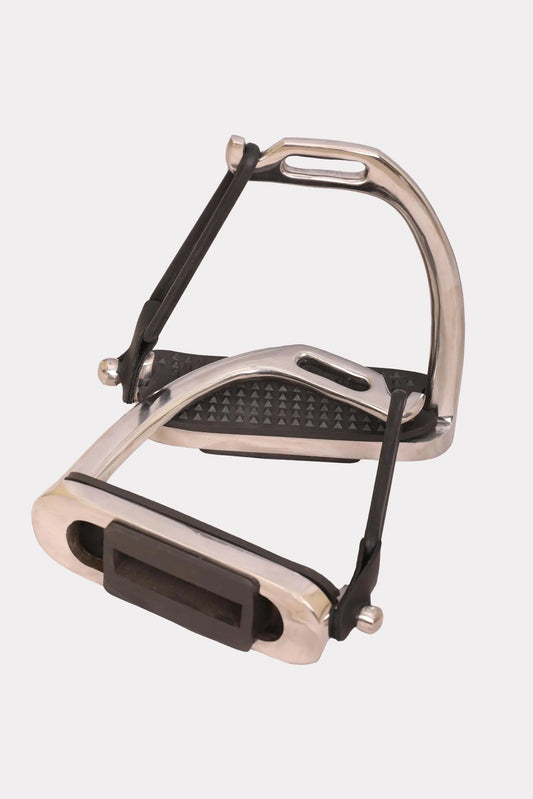 Peacock Silver Polish Safety Stirrups Horse Riding S/Steel with TREADS (4.75" inch)