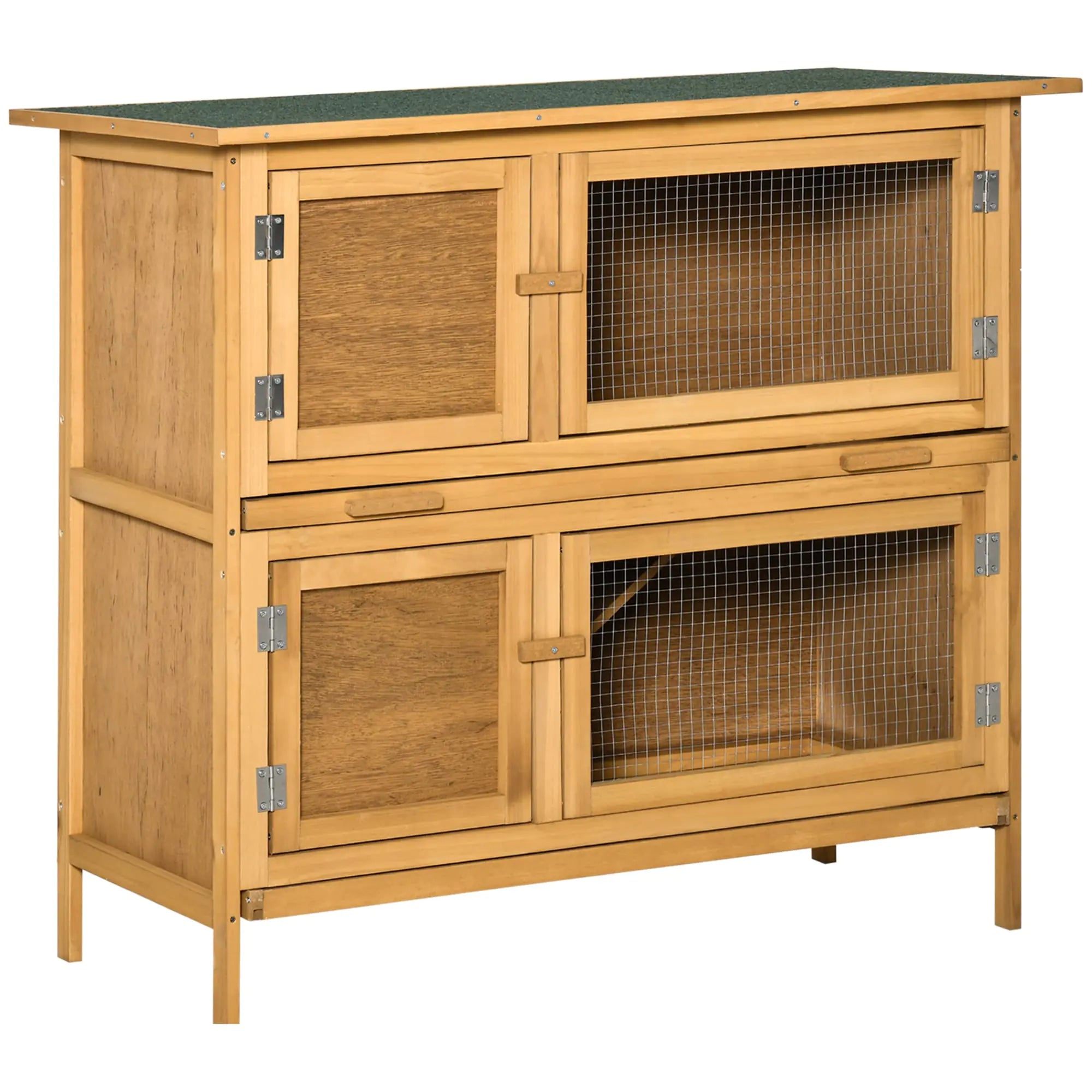 PawHut Deluxe Bunny Hutch with Weatherproof Roof & Ramp