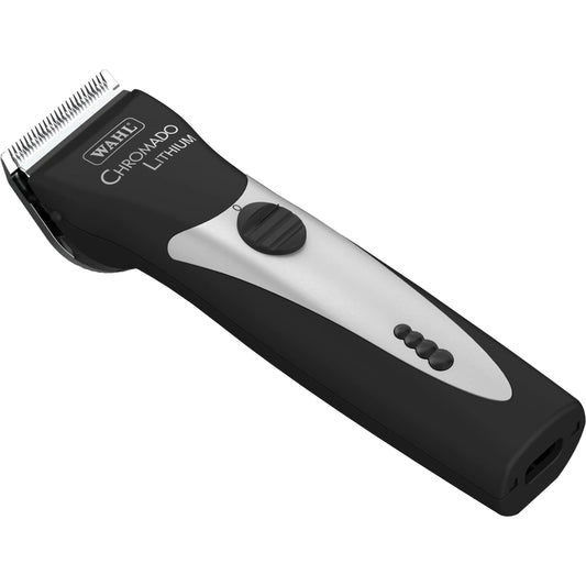 Wahl Professional Animal Chromado Lithium Pet Dog Cat & Horse Corded/Cordless Clipper Kit (#41871-0434) - Dog Cat & Horse Grooming Supplies - Cord/Cordless - Pet Clippers - Black & Silver