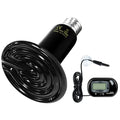 Deluxe 100W Ceramic Reptile Heat Emitter with Digital Thermometer