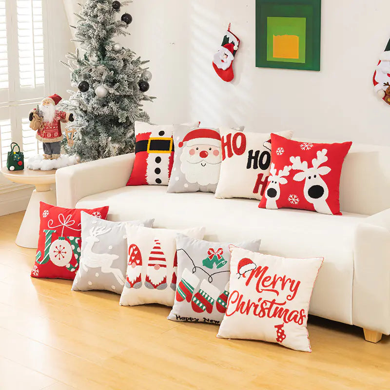 Holiday Embroidered Pillow Cover