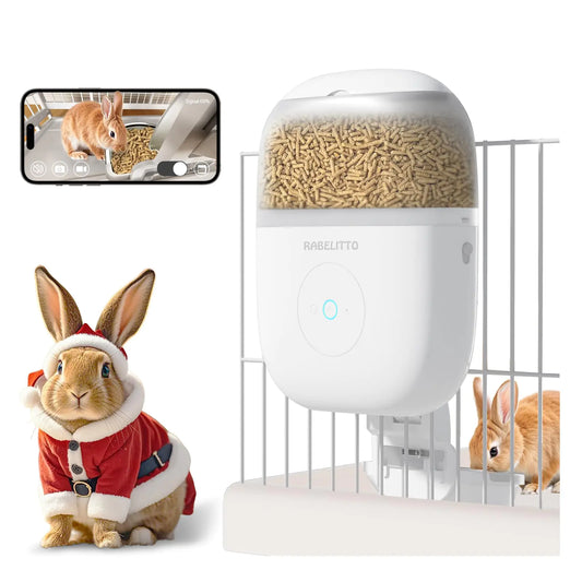 Hanging Automatic Rabbit Feeder with 1080P HD CameraWiFi Smart APP Control 1-10 Meals Per Day Auto Cat Feeder with 62oz Small Animal Feeder for Pet CagePet Feeder for Ferret Chinchilla Guinea Pig