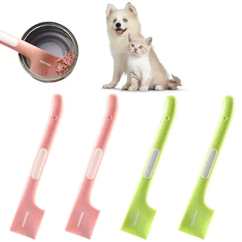 Yuanchu 4 Pcs Pet Food Spoon Set Pet Food Mixing Spoons Cat Wet Food Spoon Dog Food Scoop Cat Food Spoon Spatula Food Can Spoon for Dogs and Cats