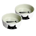 Cat Bowls - Premium Ceramic Cat Food and Water Dish 8oz Pet Bowls Set of 2