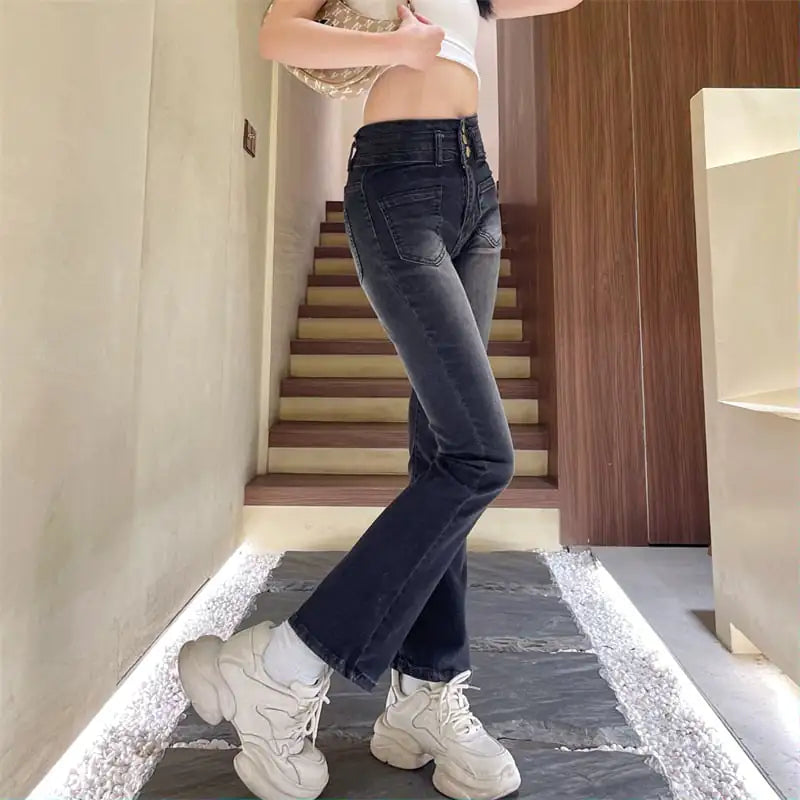 Chic Western Patchwork Bootleg Jeans