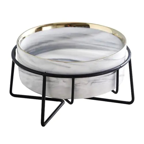 Kosoa Dazzling Ceramic Elevated Cat Bowls Dog Bowls Pet Bowls Dog Cat Food Water Bowl Raised Cat Food Bowls Cat Bowls for Indoor Gift for pet Owner Birthday (MediumGrey)