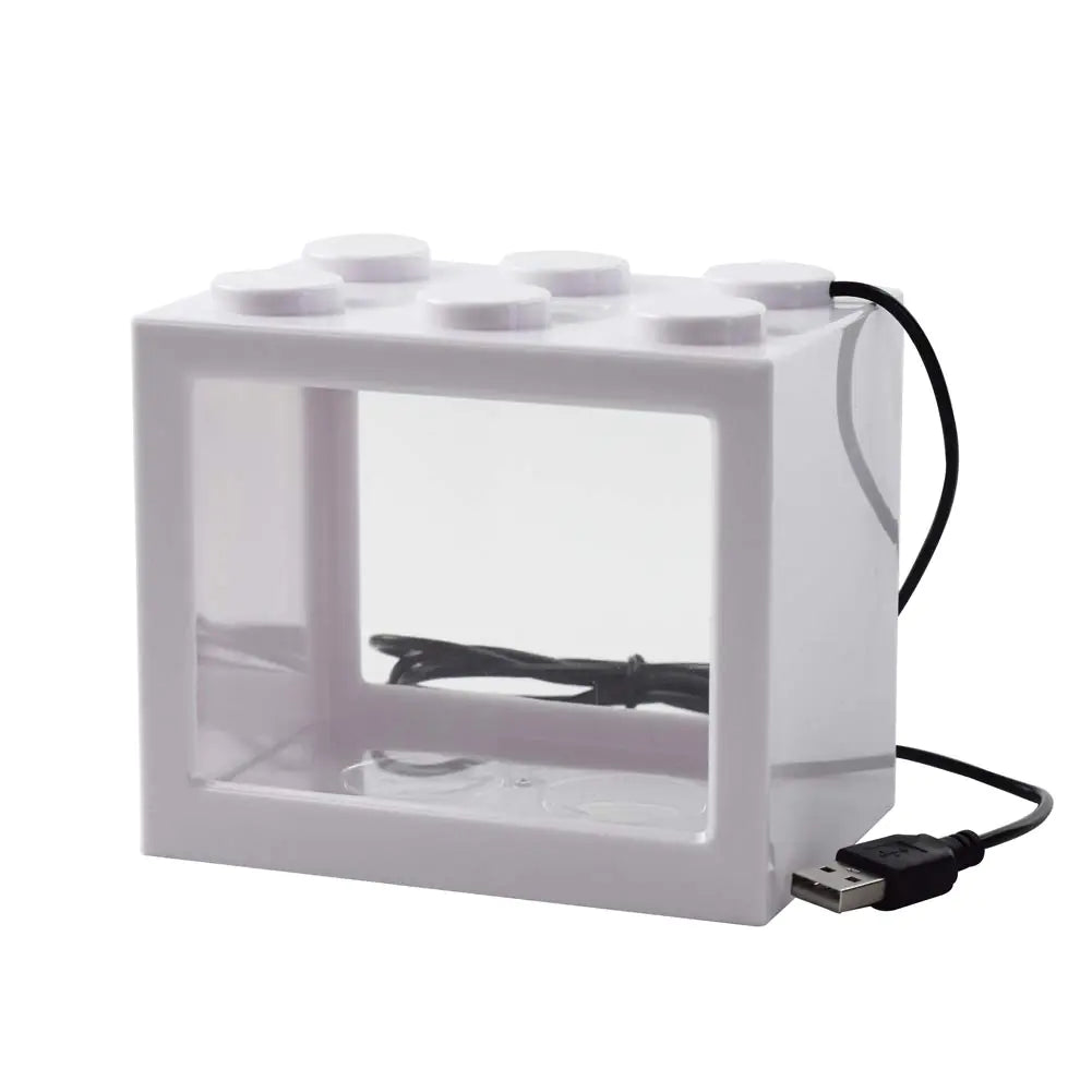 OMEM Compact USB Fish Tank with LED - White