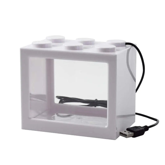 OMEM Compact USB Fish Tank with LED - White