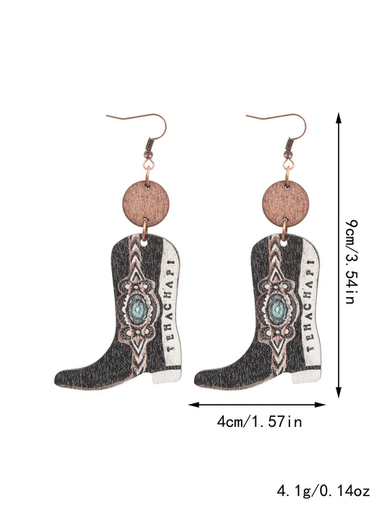 Vintage Floral Wood Earrings