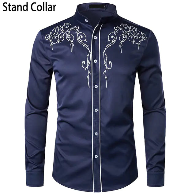 Slim-Fit Embroidered Western Shirt